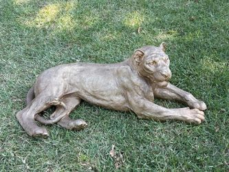 Gold 44 in. x 16 in. Resin Laying Leopard Sculpture