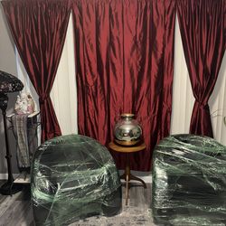 (3) 100% Authentic Silk Curtains (lined) Red Curtain Panel Window Treatments