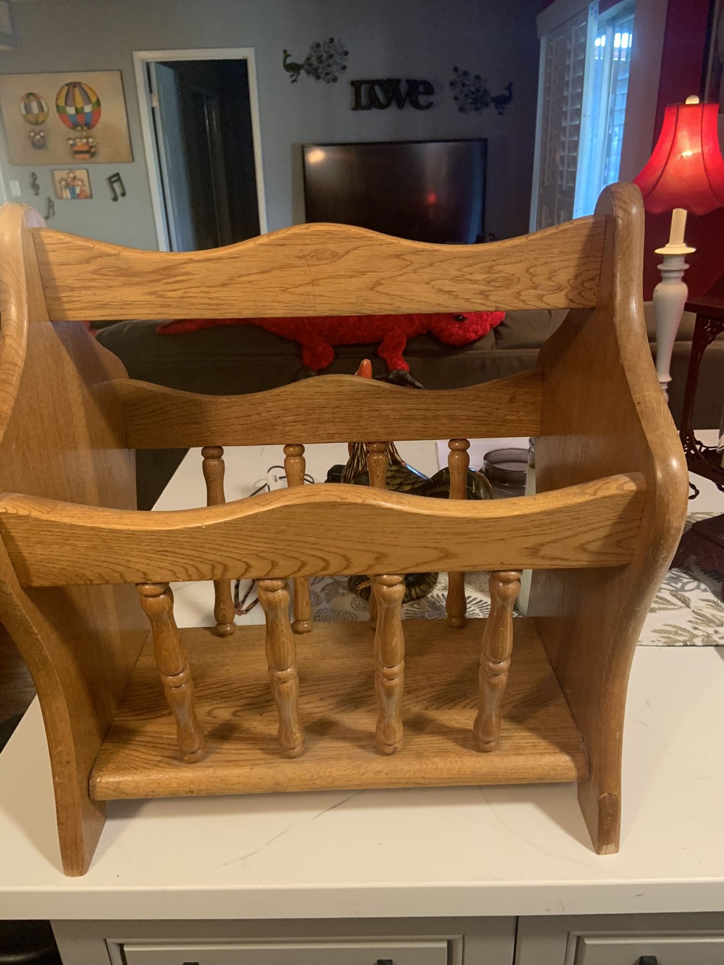 Early American Large Solid Maple Magazine Rack