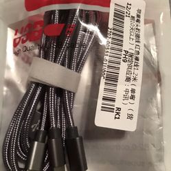 New USB IN  3  CHARGER IN ONE  USB 3 .0  TYPE C.,2.O  MICRO USB, ,,,LIGHTNING CABLE.  Reinforce d   Rubber 8 aluminum housing.  Prolongs  The durabili