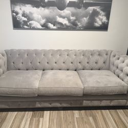 Elegant Gray tufted Sofa Super Soft