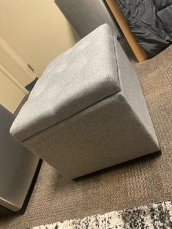 Gray Fabric Storage Ottoman