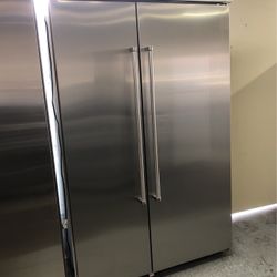 Kitchen Aid 48” Wide Stainless Steel Built In Side By Side Refrigerator  