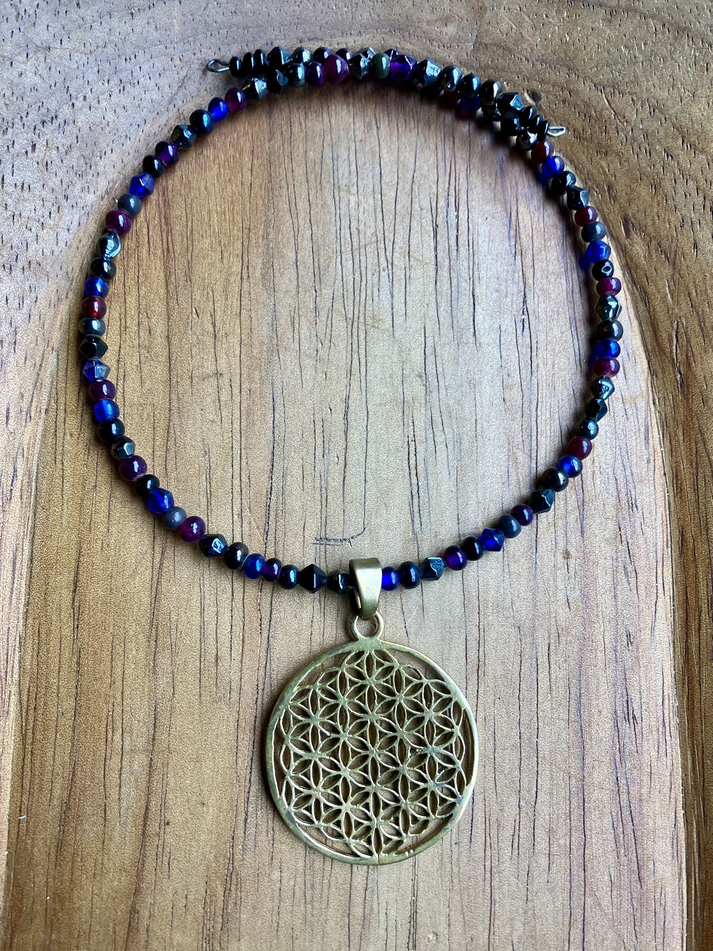 New~Flower Of Life Beaded Choker Necklace 