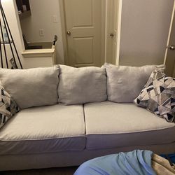Modern Neutral Sofa + Pillows – Clean & Comfy! $300 OBO