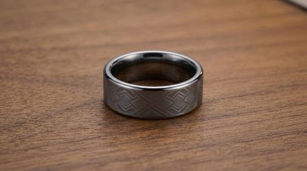 Authentic Men's Triton Tungsten Carbide Ring - Laser Geometric Pattern