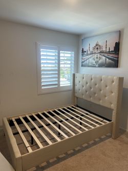 Full Size Beige Cream Bed frame and optional mattress