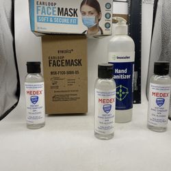 NEW 🧬 Face Masks - 1-Box 🧬 + 70% NEW Hand Sanitizer -4- Bottles 🧬