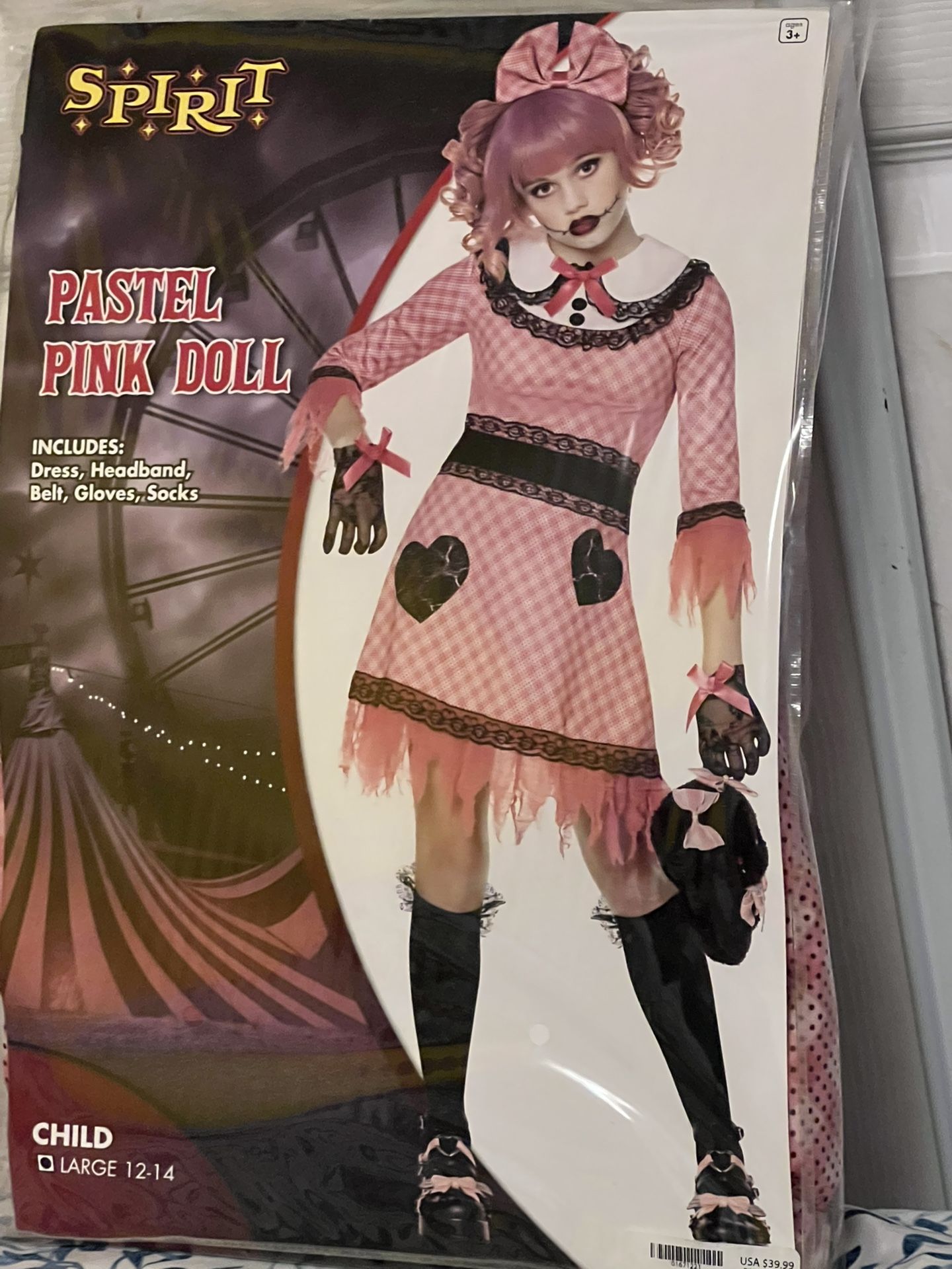 Child Pastel pink doll costume
