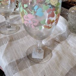 For Vintage Libbey Stemmed Floral Drinking Glasses