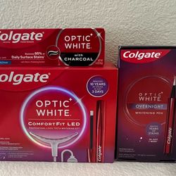 Colgate Optic White Teeth Whitening Kit-Includes ComfortFit LED, Whitening Pen, and Charcoal Toothpaste
