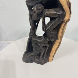 Vintage African Wooden Carved Sculpture, H 9”