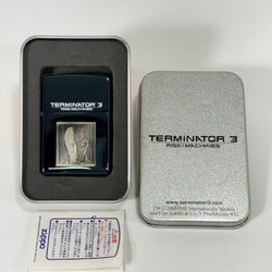 2001 Zippo "Terminator 3 - Rise of Machines" Blue Titanium Lighter ~ New In Case
