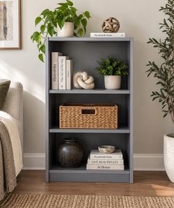Gray 3-Tier Open Bookcase / Storage Shelf