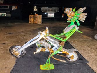 Art Bots of Metallurgy Montel  Motorcycle Robot Display Decor Statue Recycle Metal