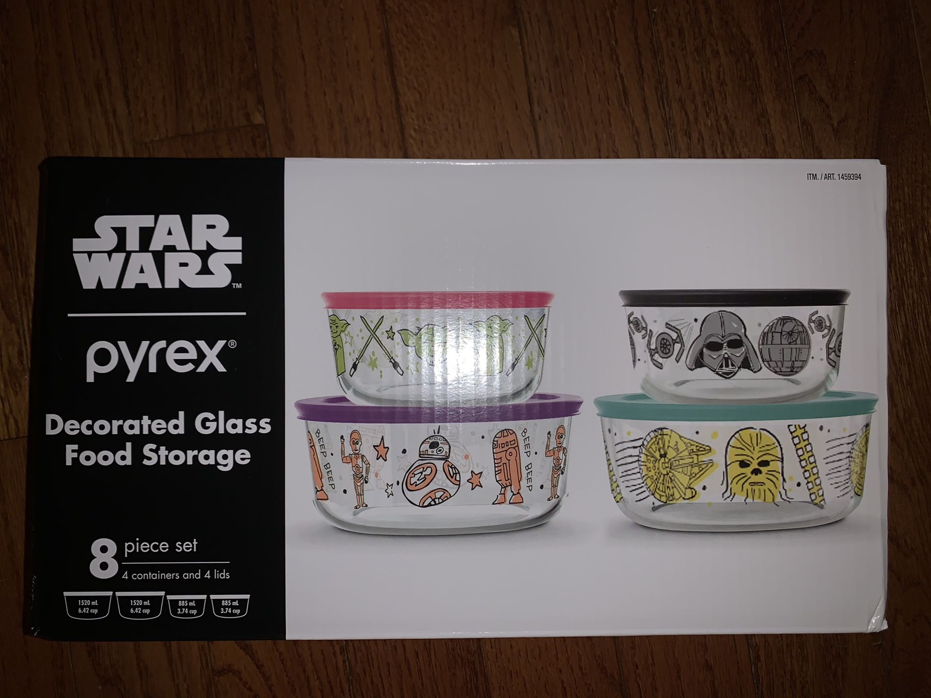 Star Wars Pyrex 8 Piece Glass Food Storage with Lids Set New