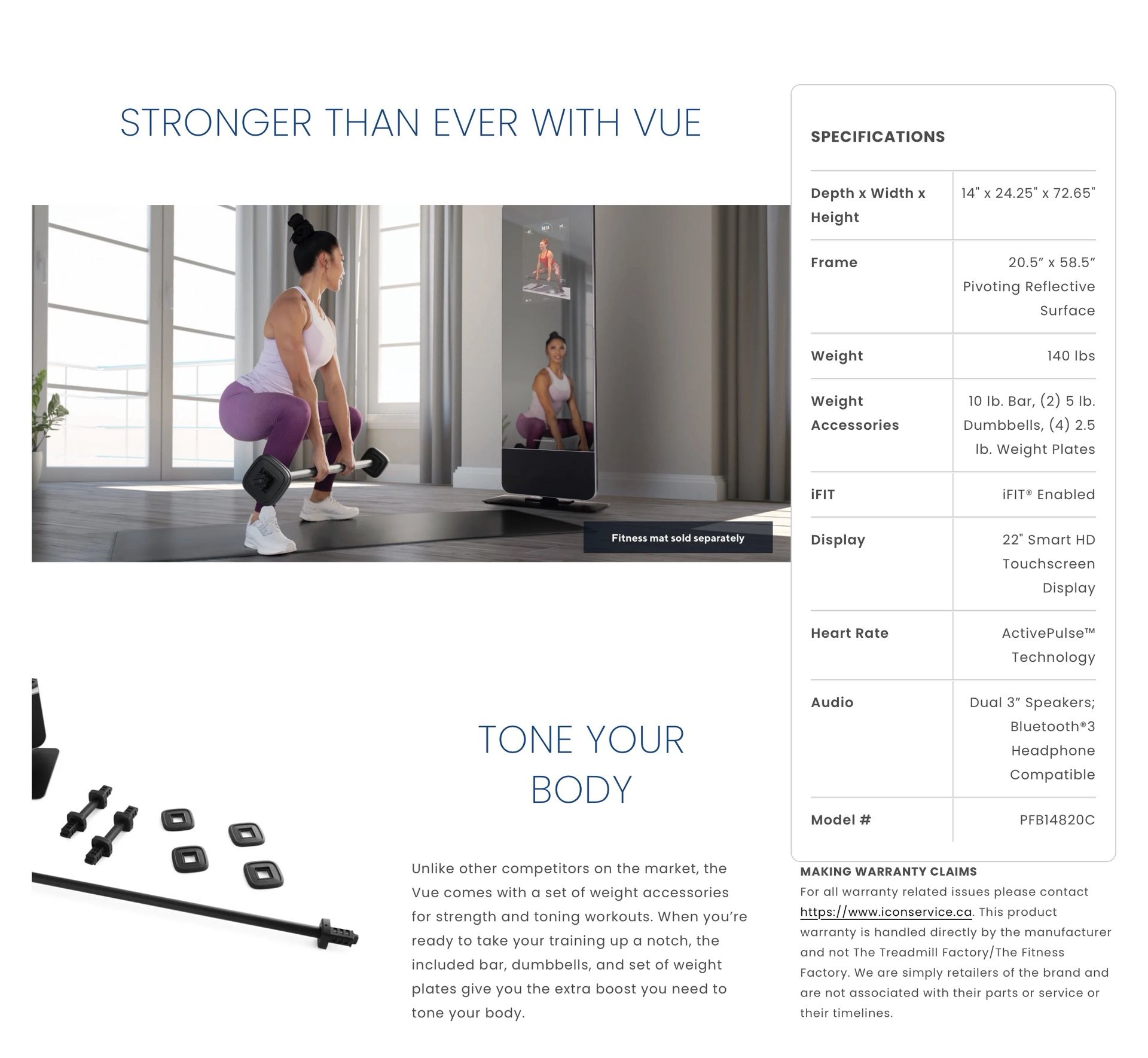 PROFORM 360 SMART FITNESS MIRROR WITH 22’ HD TOUCHSCREEN & IFIT TRAINER 