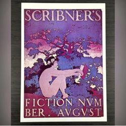 SCRIBNERS Original Vintage Print Poster Maxfield Parrish Art Deco Artist Antique Fine Collectible Neo Classical Allegory Allegorical Painter