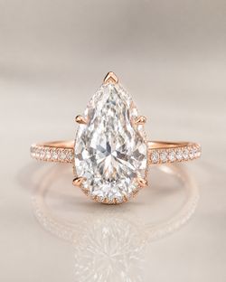 4.00 CT Pear Lab-Grown Diamond Engagement Ring 14K Rose Gold