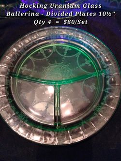 Uranium Glass Divided Plates 10½"