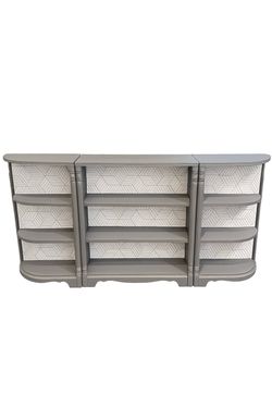 Vintage 3-Piece Modular Bookcase / Display Shelves – Painted Gray