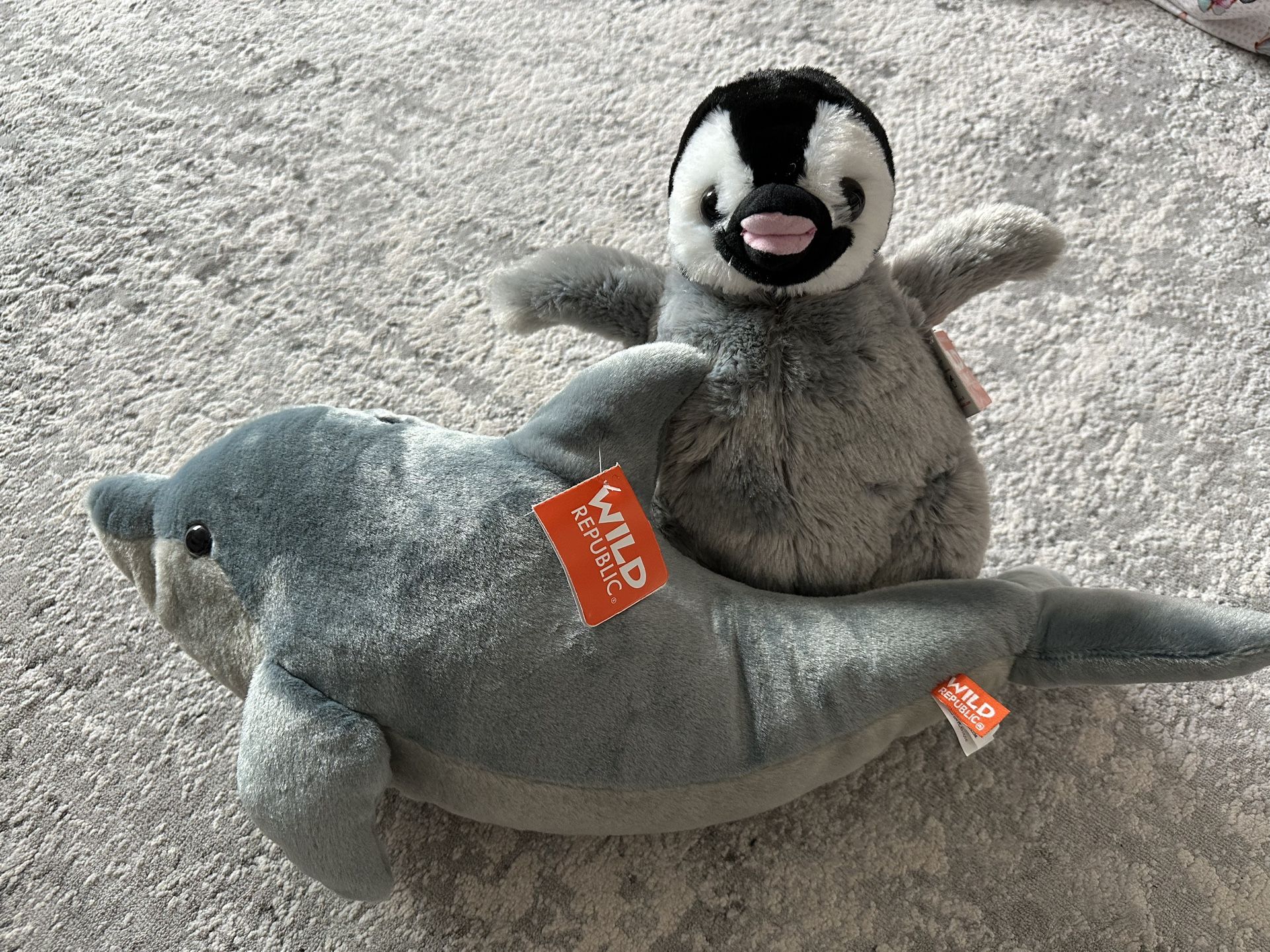 2 New Wild Republic Plush toys - penguin & dolphin