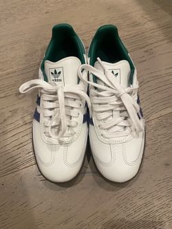 adidas Samba Low Top Leather Sneakers White/Green men size 4.5