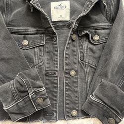 Hollister black denim jean jacket
