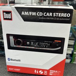 Dual Electronics XDC100BT, Car Stereo Head Unit, Single DIN with CD Player, Bluetooth, USB, MP3, Siri/Google Assist