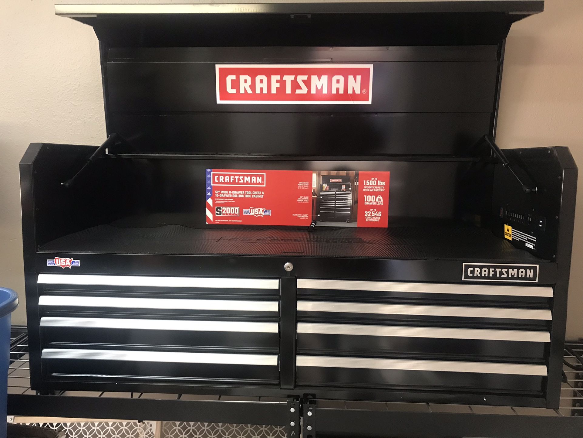 New Craftsman 52 Inch Wide Toolbox Drawer 6 Outlets And USB Ports $350 Or Best Reasonable Offer