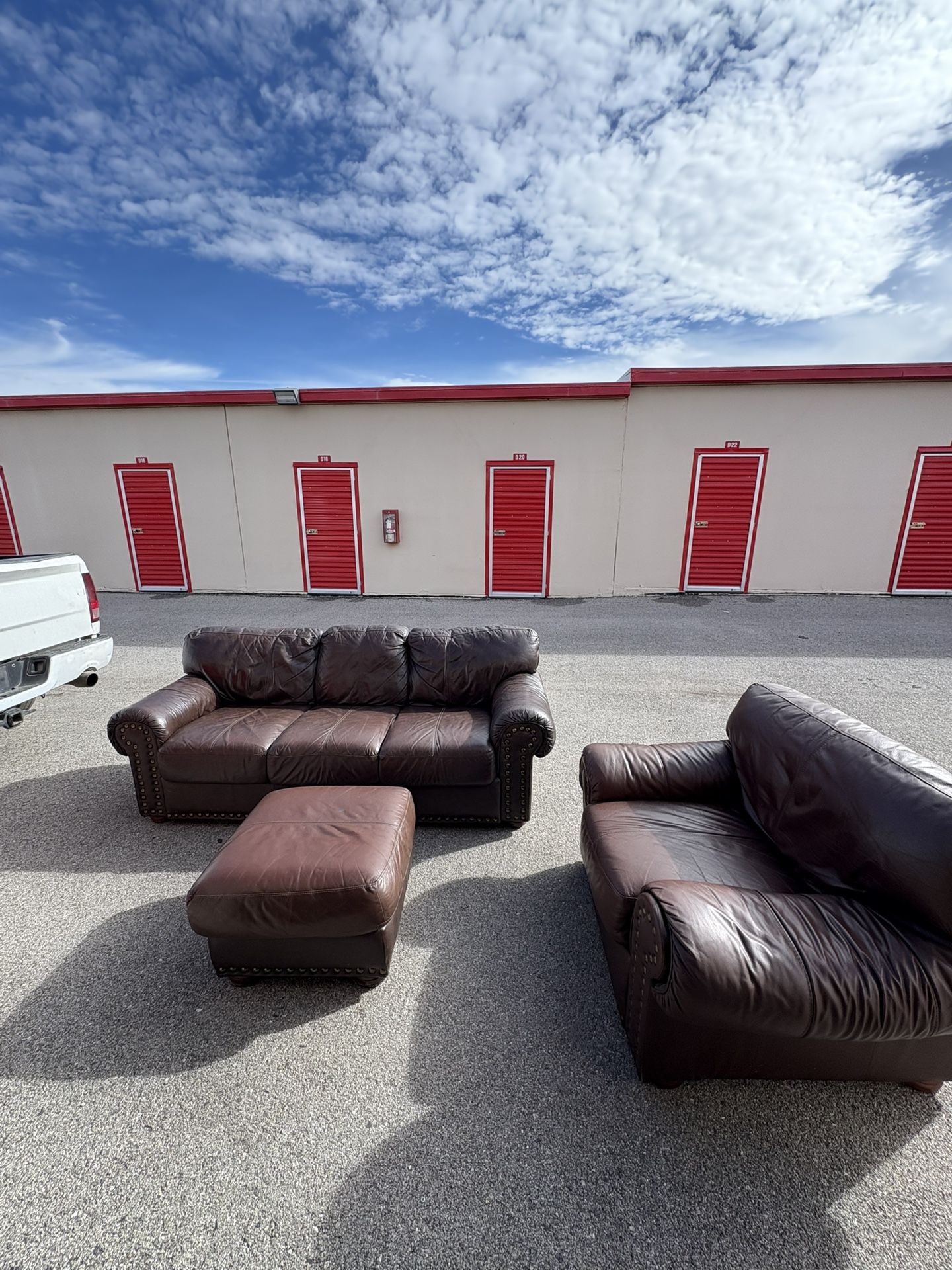 Brown Leather Sofa Set – $215(Delivery Available)