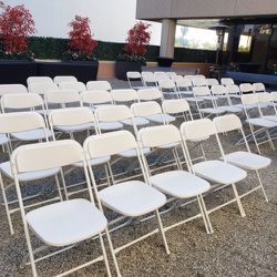 SET OF 10 White Plastic Folding Chairs Steel Frame Commercial High Capacity Event Chair lightweight Set for Office Wedding Party Picnic Kitchen Dining