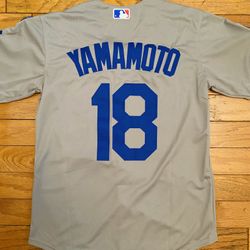 New grey Yamamoto new 2025 World Series patch Jersey  