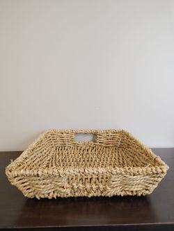 Woven Rectangular Storage Basket Tray