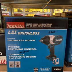 Makita 18v Lxt Brushless High Torque 1/2” Impact Wrench  
