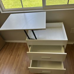 YOURLITE Rolling Nightstand with Lifting Top, Bedside Desk Height Adjustable Laptop Table with 2 Drawer Storage Cabinet - NEW - $10 OBO