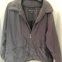 Perry Ellis Portfolio Mens Size XL Black Jacket Zipper Coat W/ Button Sleeves