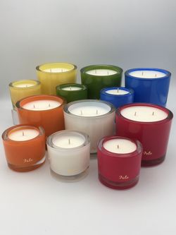 56 Scented Coconut wax candles in colorful thick glass containers