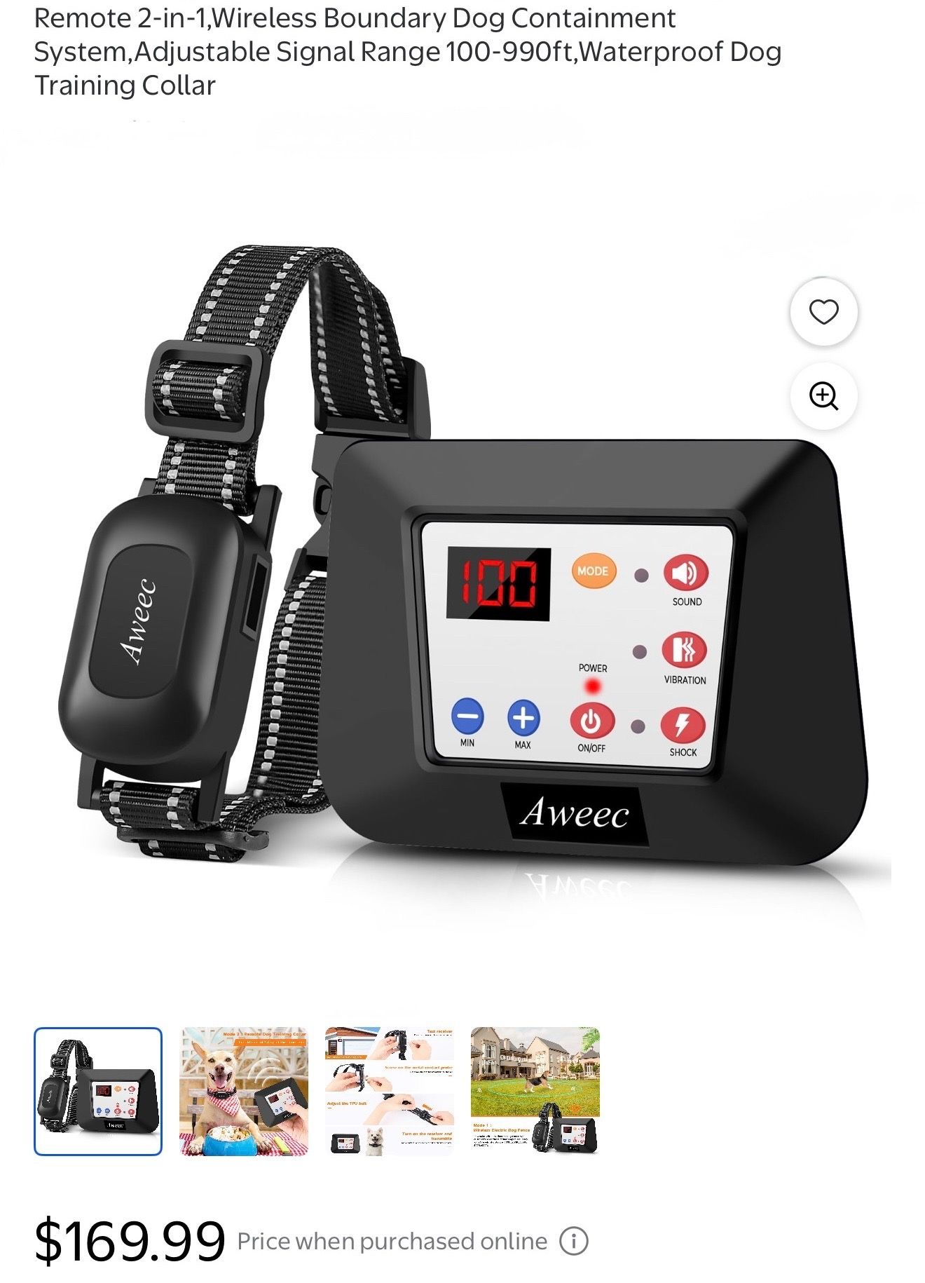 2-in-1 Wireless Boundary Dog Containment System with 2 Collars