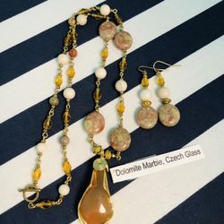 Stone Necklace And Earring Set