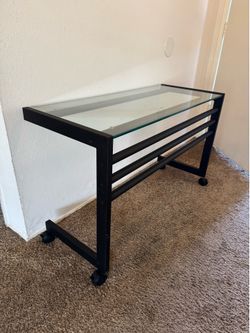 Glass Top Desk with Steel Frame