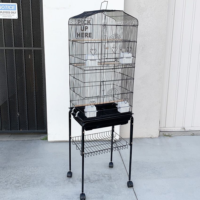 $60 (New) Small to medium bird cage 60” tall parrot parakeet cockatiel bird cage 18x14x60” rolling stand