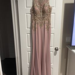 FORMAL ROSE GOWN SIZE L  WORN ONCE. 