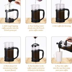 French Press Coffee and Tea Maker with Stainless Steel Filter, 34 oz. / 1000 mL