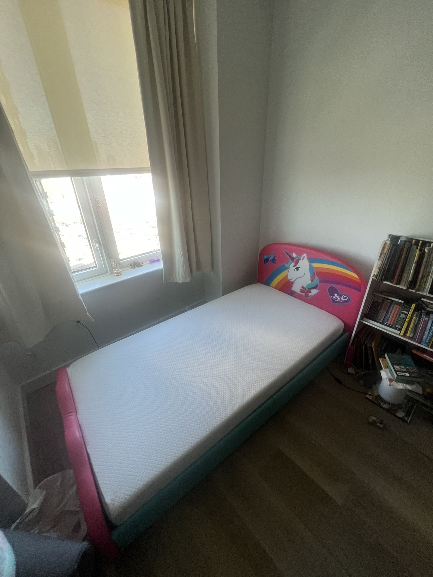 Delta Children Upholstered Twin bed by JoJo Siwa, with Caspar mattress