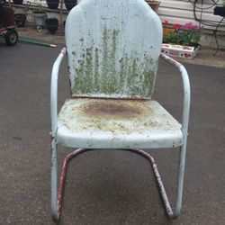 Old Clam Shell Style Metal Chair 