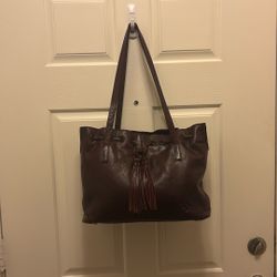 Patricia Nash  burgundy Leather Whitney Drawstring Tote