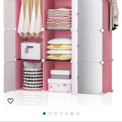 GEORGE&DANIS Portable Wardrobe Closet Cube Storage Cube Organizer Cube Shelf Armoire Bedroom Dresser (42x14x56 inches) 3x4 Tiers, Pink

