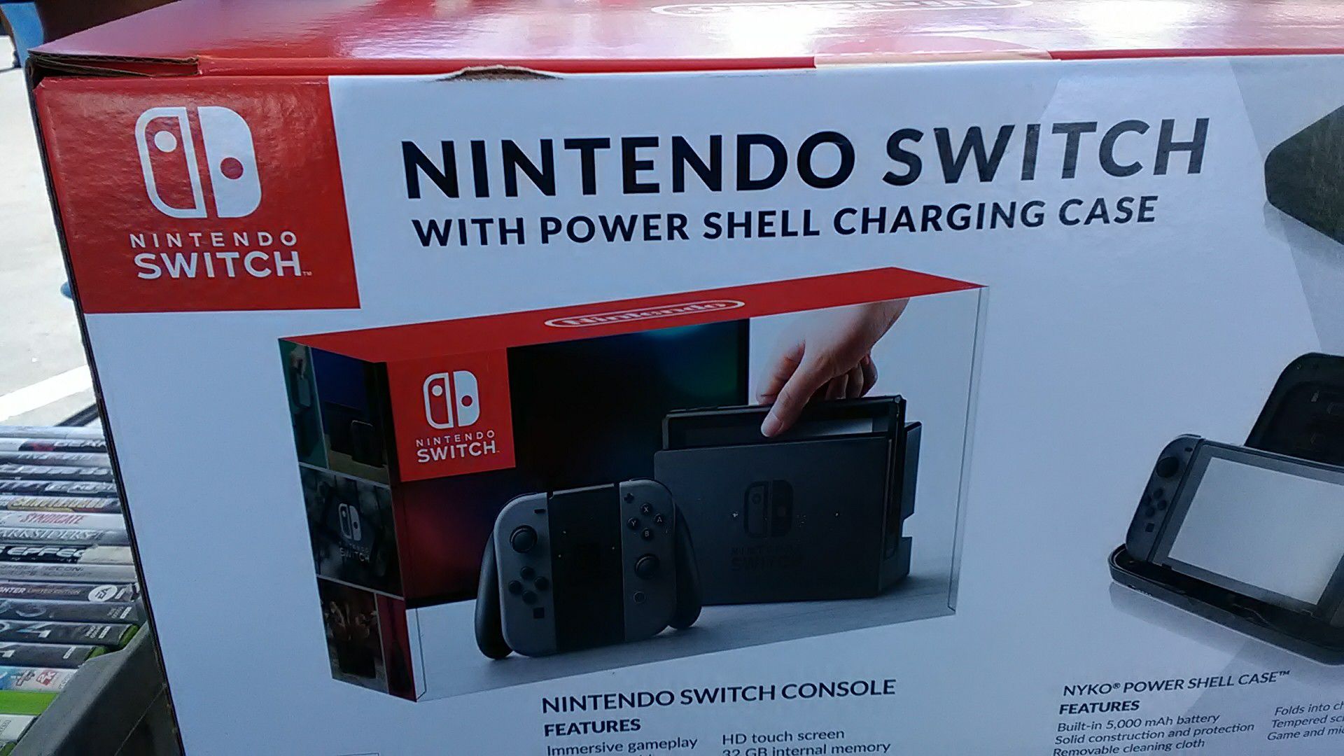 Nintendo switch with power shell charging case