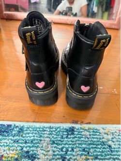 Dr. Martens Black Ankle Boots with Pink Heart Detailing